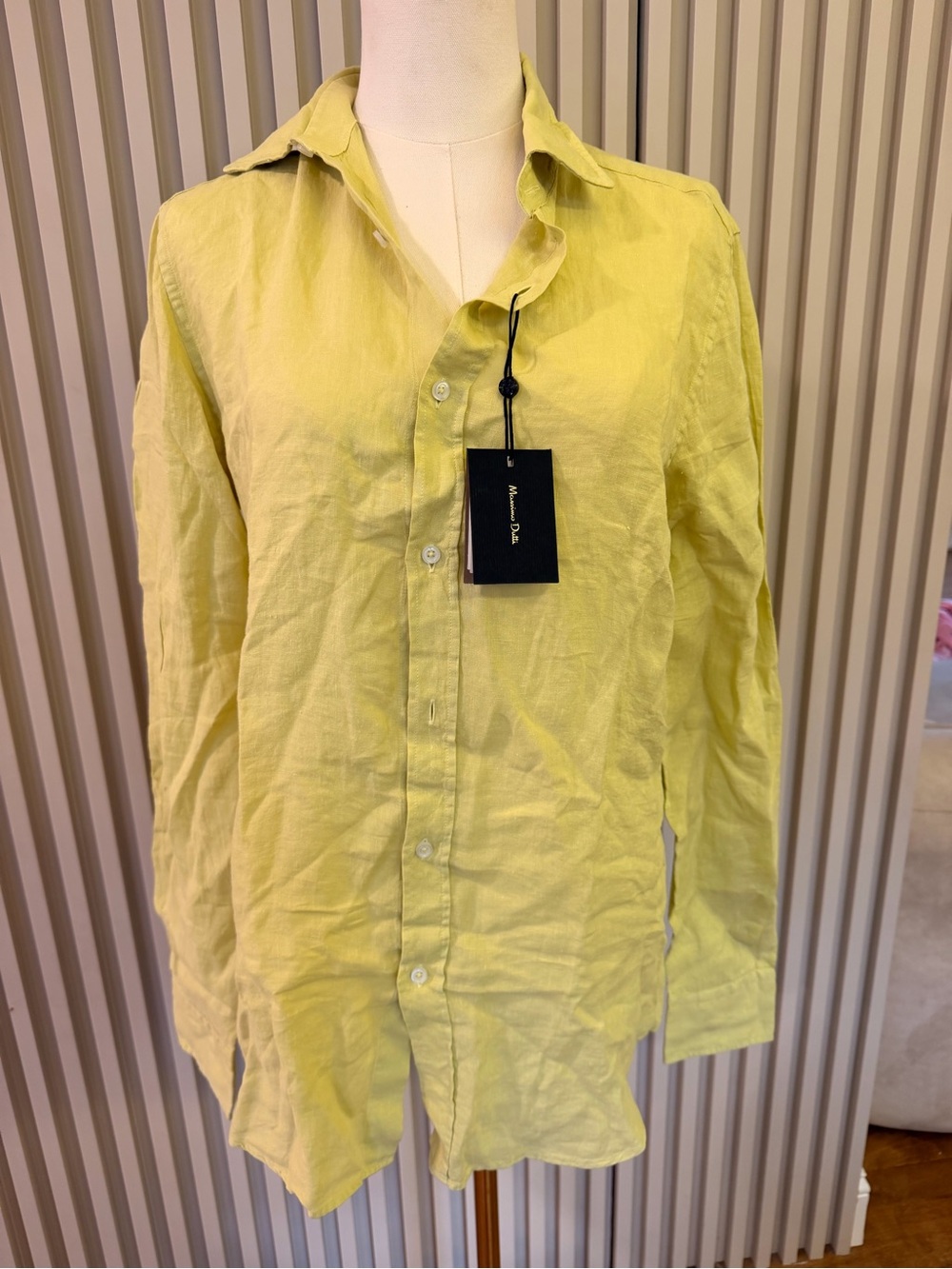 Massimo Dutti Women's Lightweight Yellow Linen Shirt size Small